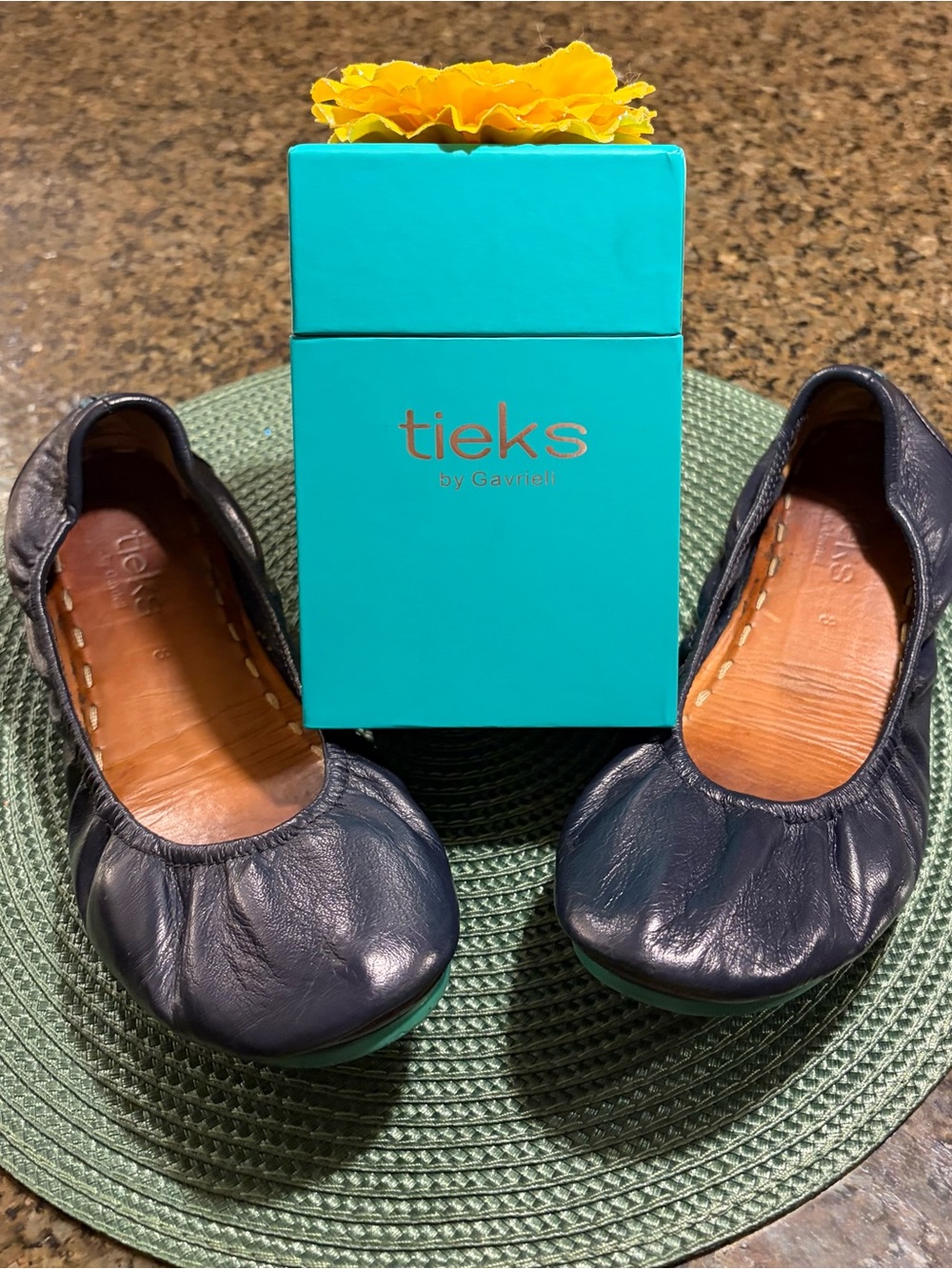 Tieks Navy Leather Foldable Ballet Flats